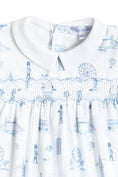 Load image into Gallery viewer, Blue London Toile Smocked Footie
