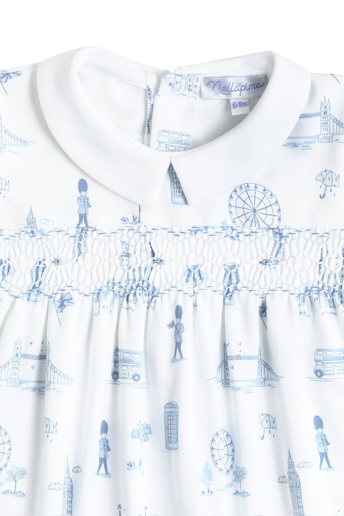 Blue London Toile Smocked Footie