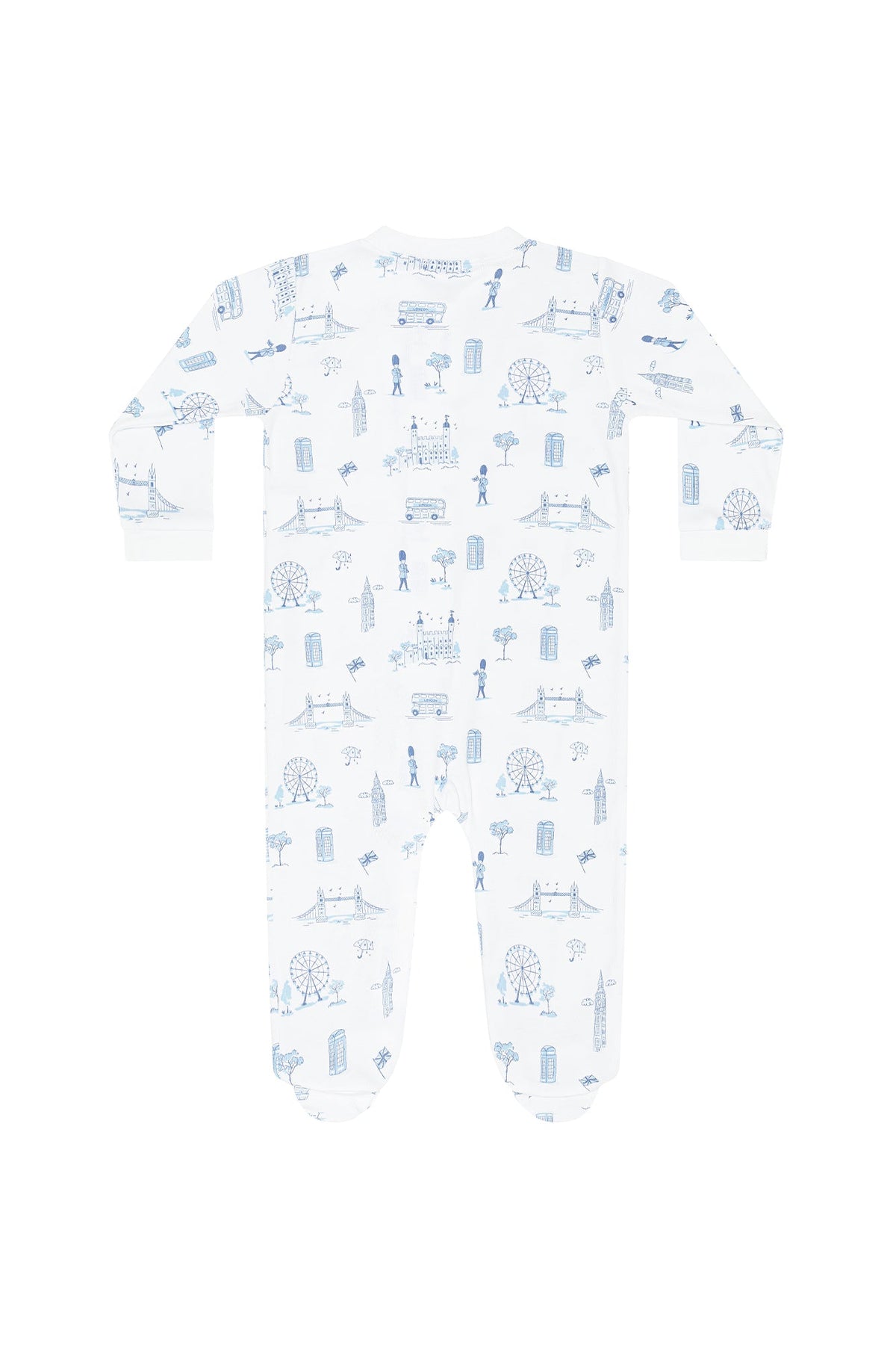 Blue London Toile Zipper Footie