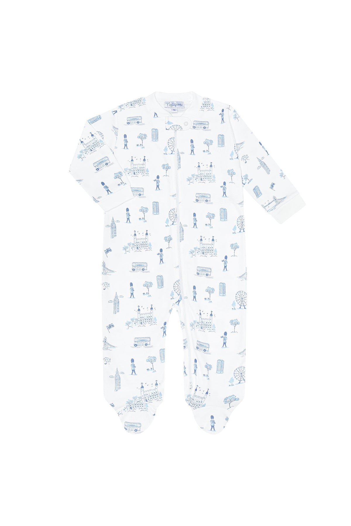 Blue London Toile Zipper Footie