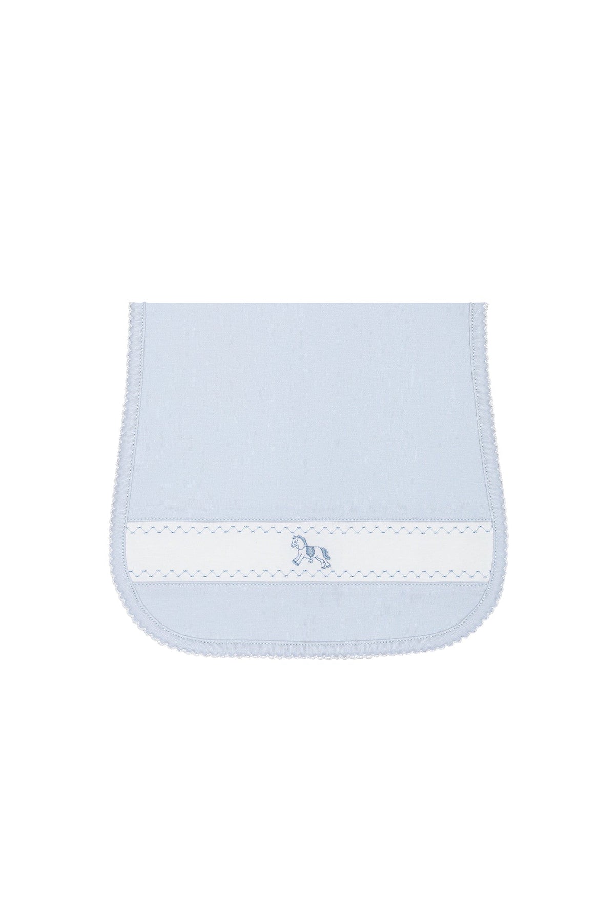 Blue Rocking Horse Embroidered Burp Cloth