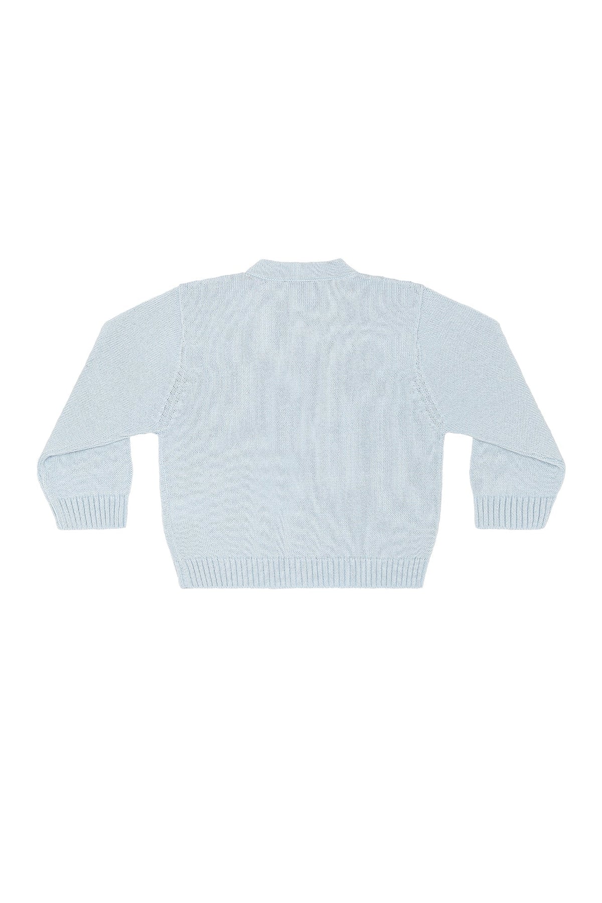Blue Rocking Horse Embroidered Knit Cardigan
