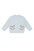 Load image into Gallery viewer, Blue Rocking Horse Embroidered Knit Cardigan
