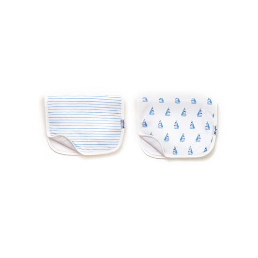 Sky Blue Stripe and Cape Cod Sails Organic Burp Cloth Set