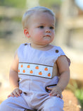 Load image into Gallery viewer, Fall Halloween & Thanksgiving  Pumpkin Smock Embroidered Boys Romper
