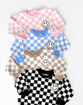 Load image into Gallery viewer, Bubble Romper | Checkered Smiley Blue
