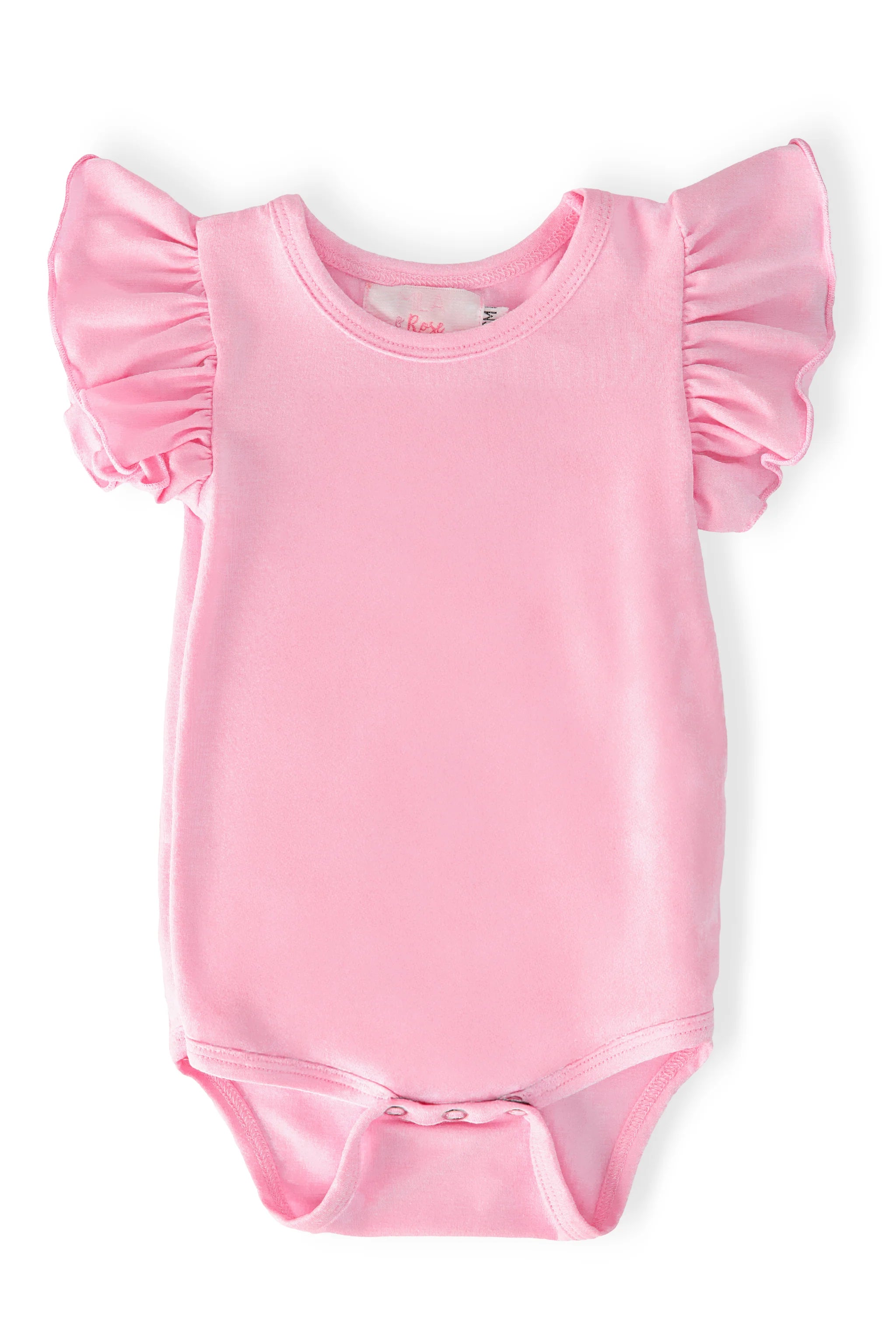 BUBBLEGUM PINK S/S FLUTTER BODYSUIT
