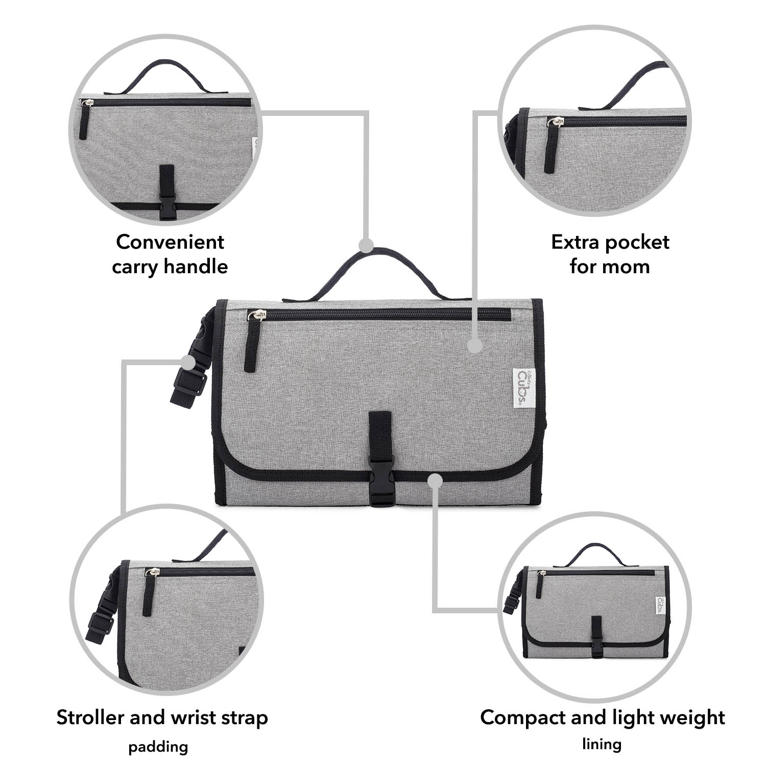 Portable Large Changing Pad in Solid Grey