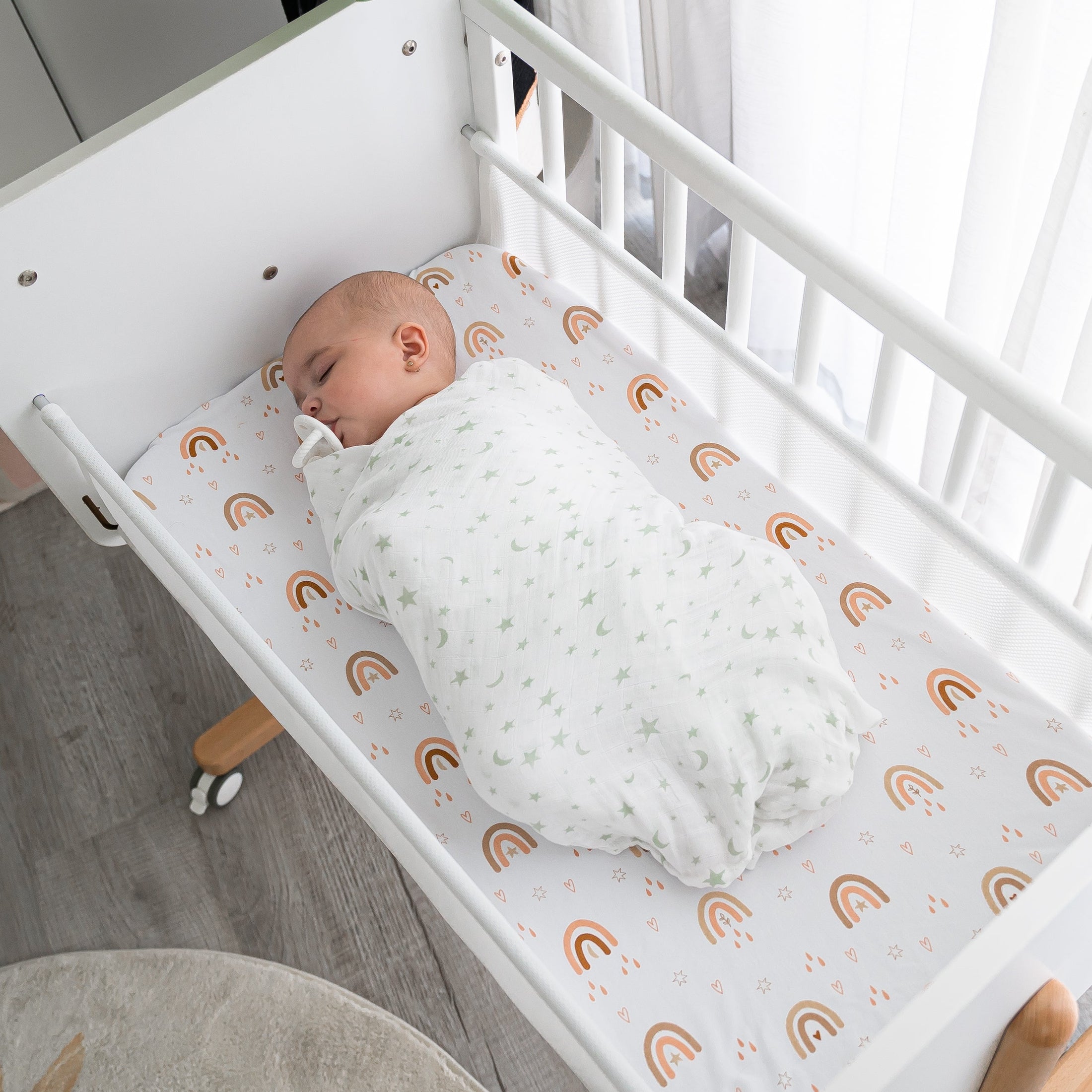 Muslin Swaddle Blankets in Green, 4 Pack