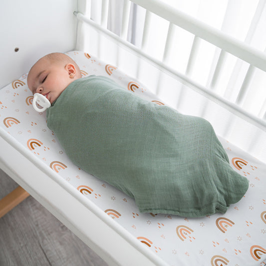 Muslin Swaddle Blankets in Sage, Pacific Blue, Fern, Neptune, 4 Pack