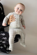 Load image into Gallery viewer, Bamboo Zip Pajamas | Foggy Grid
