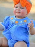 Load image into Gallery viewer, Halloween Thanksgiving Pumpkin Smocked Bubble Romper
