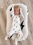 Load image into Gallery viewer, Bamboo Zip Pajamas | White & Black Lightning Bolt
