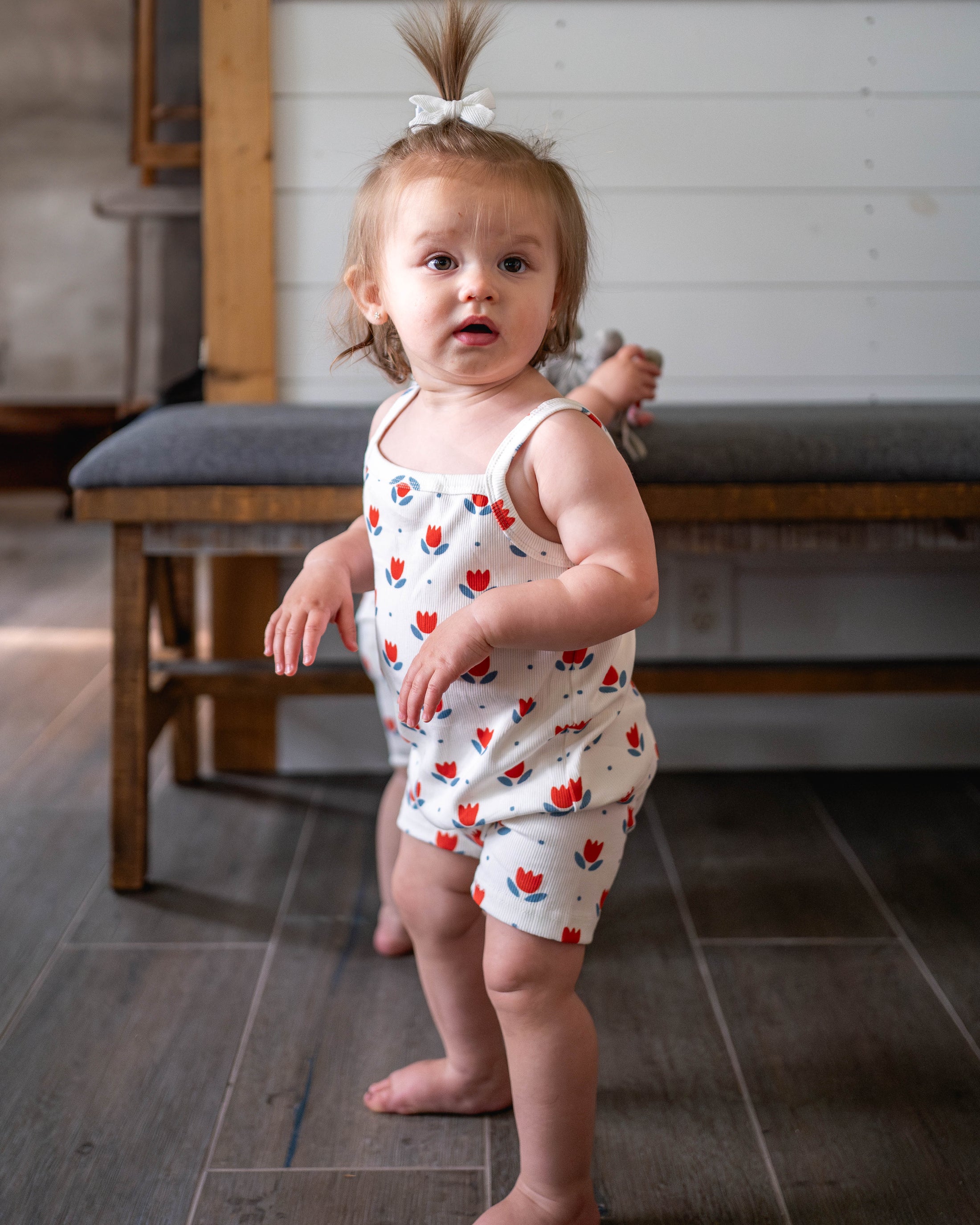 Red White & Blue Tulip Ribbed Bamboo 2pc Tank Set