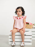 Load image into Gallery viewer, Baby Girls Strawberry Plaid Smocked Romper
