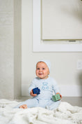 Load image into Gallery viewer, Velour Bear Footie-Blue
