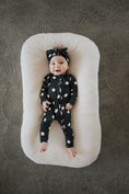 Load image into Gallery viewer, Bamboo Zip Pajamas | B&W Polka Dot
