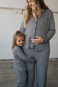 Load image into Gallery viewer, Girl's Bamboo Button Up Lounge Set | Black Gingham
