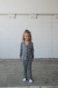 Load image into Gallery viewer, Girl's Bamboo Button Up Lounge Set | Black Gingham
