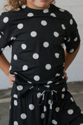 Load image into Gallery viewer, Girl's Bamboo Short Set | B&W Polka Dot
