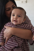 Load image into Gallery viewer, Bamboo Zip Pajamas | Maroon Stripe
