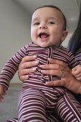 Load image into Gallery viewer, Bamboo Zip Pajamas | Maroon Stripe
