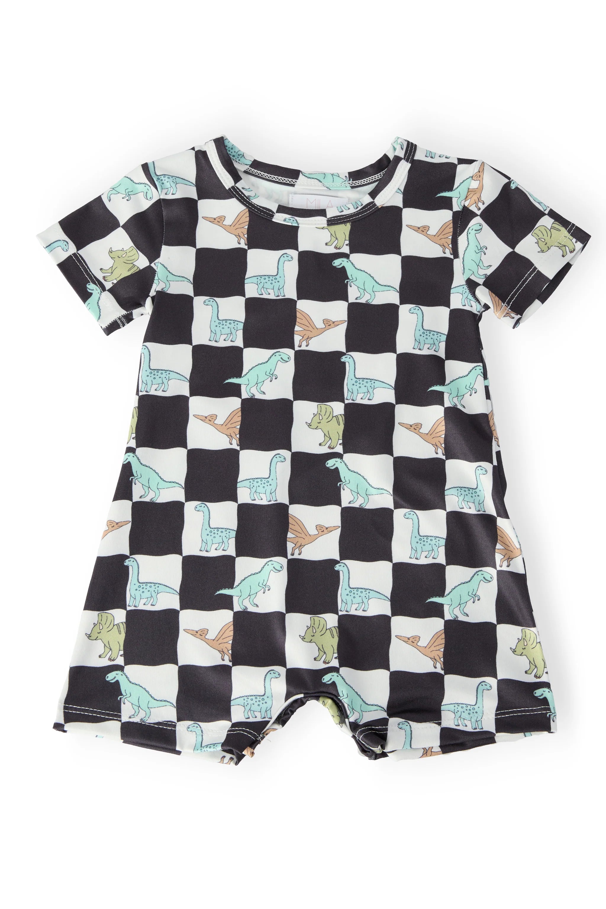 DINO CHECKERS S/S SHORTY ONE-PIECE