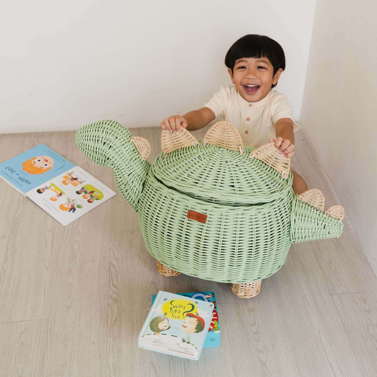 Dinosaur Storage Basket Mint Green - Large