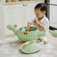 Load image into Gallery viewer, Dinosaur Rattan Storage Basket Mint Green - Medium
