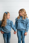 Load image into Gallery viewer, Dusty Blue Ruffle Sweater
