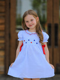 Load image into Gallery viewer, 4th of july Girls' Smocking Star Embroidered Dress
