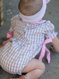 Load image into Gallery viewer, Fall Thanksgiving Lapel Plaid Chick Embroidery Smocking Bow Baby Girls Romper
