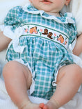 Load image into Gallery viewer, Western Plaid Horse Embroidered Girl Bubble Romper
