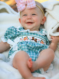 Load image into Gallery viewer, Western Plaid Horse Embroidered Girl Bubble Romper
