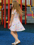 Load image into Gallery viewer, Back to School Rainbow Print Girls Dress Short Sleeve
