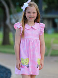 Load image into Gallery viewer, Girls Back To School Bow Pencil Twirl Dress Ruffle Petal Collar Applique
