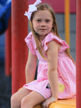 Load image into Gallery viewer, Girls Back To School Bow Pencil Twirl Dress Ruffle Petal Collar Applique
