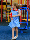 Load image into Gallery viewer, Back To School Girls Striped lapels Apple Bow Dress
