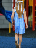Load image into Gallery viewer, Back To School Girls Striped lapels Apple Bow Dress
