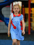 Load image into Gallery viewer, Back To School Girls Striped lapels Apple Bow Dress
