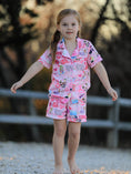 Load image into Gallery viewer, Pink TS Lapel Button Short Sleeve Shorts Pajama Set
