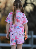 Load image into Gallery viewer, Pink TS Lapel Button Short Sleeve Shorts Pajama Set
