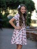 Load image into Gallery viewer, Girls Western Horse Print Twirl Dress Short Sleeve
