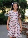 Load image into Gallery viewer, Girls Western Horse Print Twirl Dress Short Sleeve
