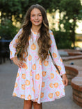 Load image into Gallery viewer, Fall Halloween & Thanksgiving Pumpkin Bow Print Long Sleeve Dress
