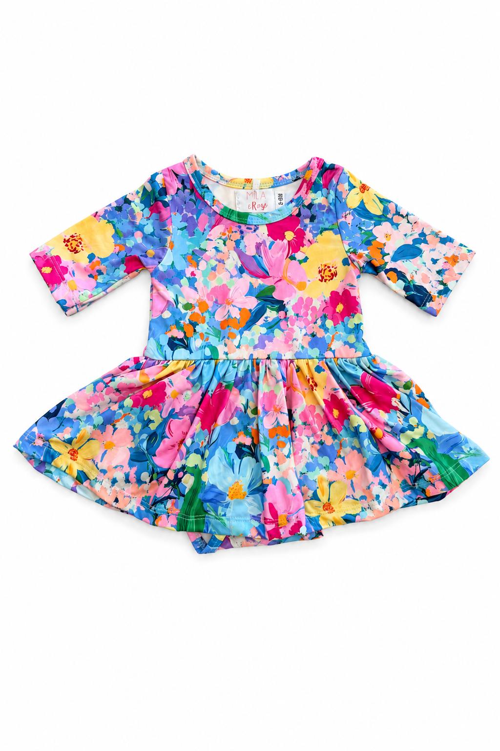 Flower Market 3/4 Sleeve Twirl Bodysuit
