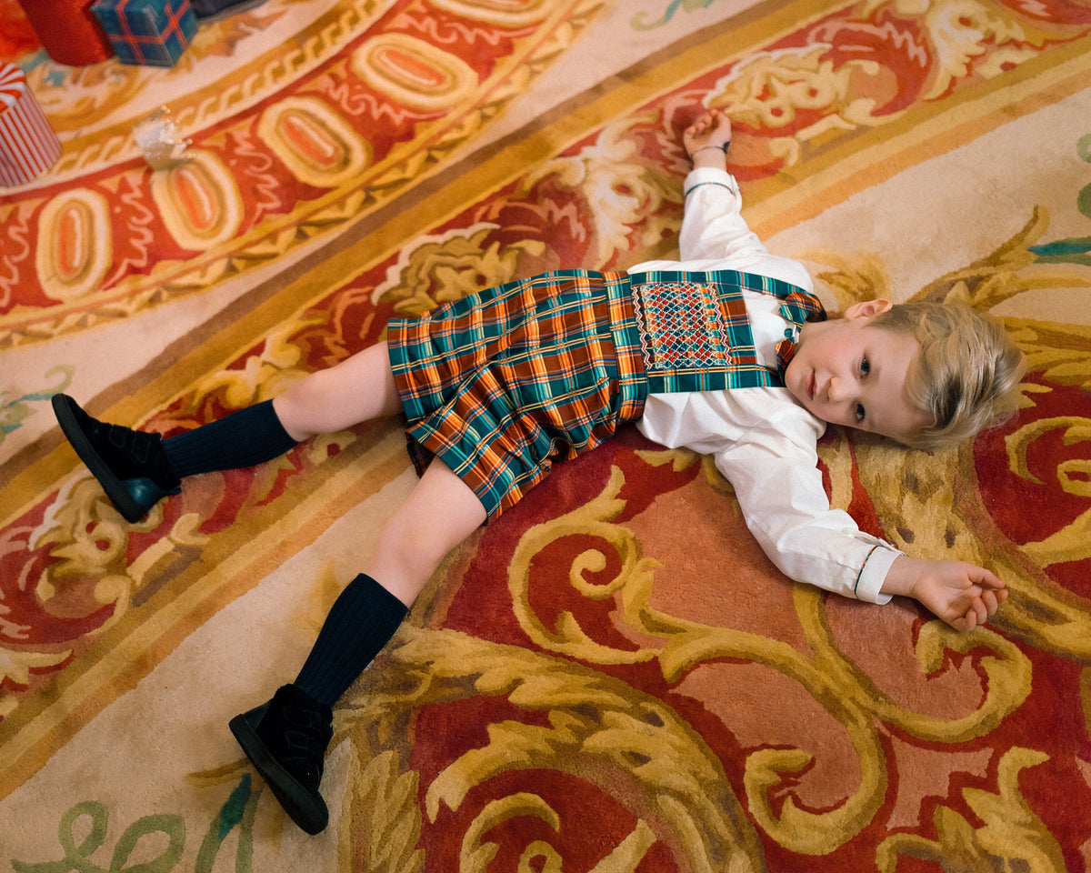 GEORGE TARTAN ROUGE OVERALLS SET