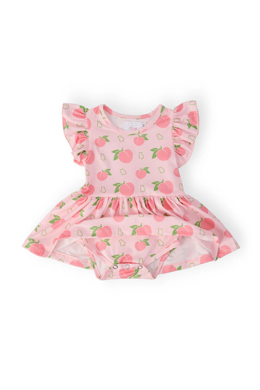 GEORGIA PEACH S/S FLUTTER TWIRL BODYSUIT