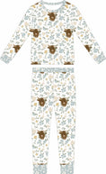 Load image into Gallery viewer, Max and Pippa - Bamboo Floral Highland Cow 2-Piece Pajama Set

