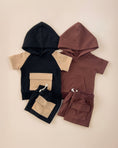 Load image into Gallery viewer, Terry Cargo Shorts Set | Black & Tan
